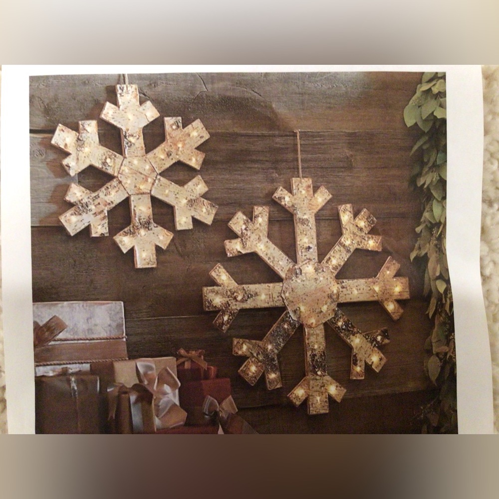 Potterybarn lit birch glitter snowflake